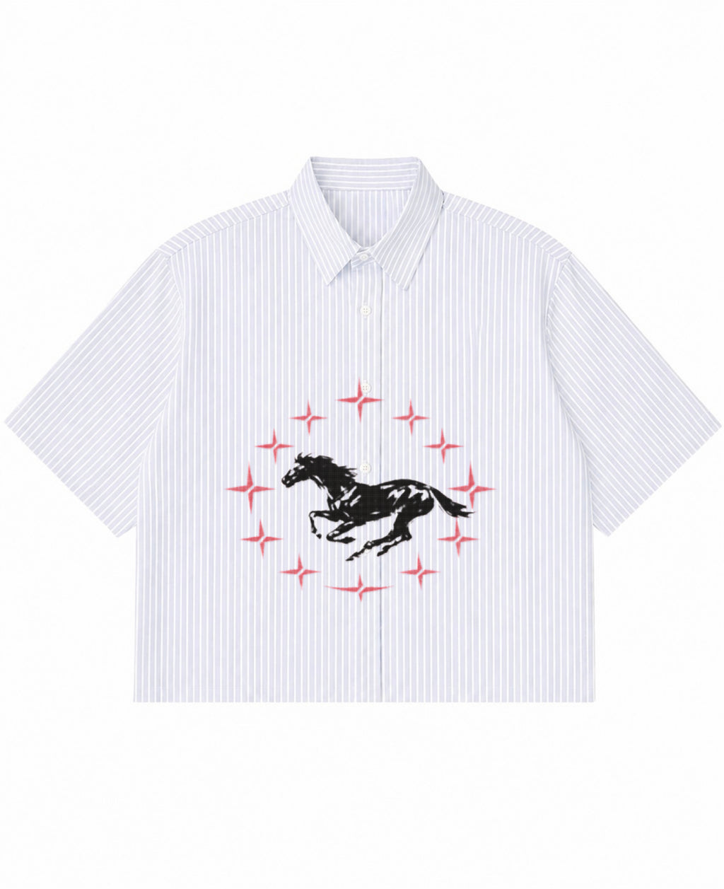 Blue Striped Oxford Boxy Shirt Front Design