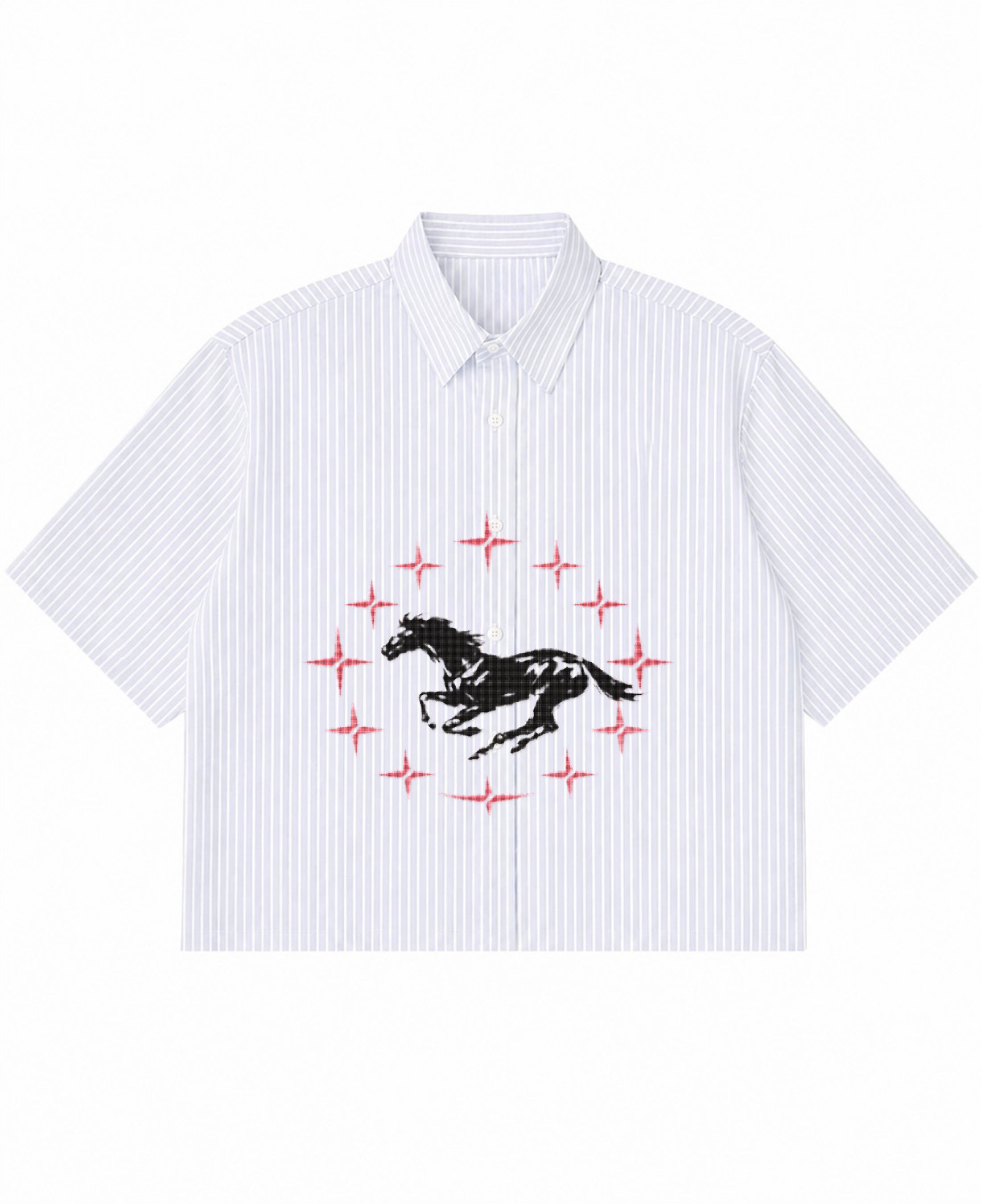 Blue Striped Oxford Boxy Shirt Front Design