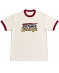 Off White & Maroon Ringer tee Front Design